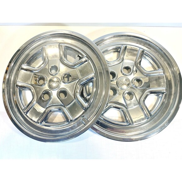 Jeep Patriot Wheel Skin Cover Hubcaps 16” OEM Genuine 6997P-C Set of 2 Chrome - Picture 1 of 8